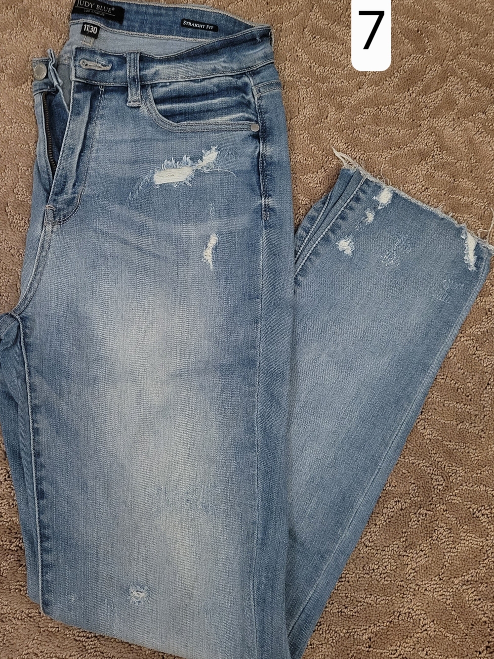 Judy Blue Light Blue Distressed Straight Leg Jeans